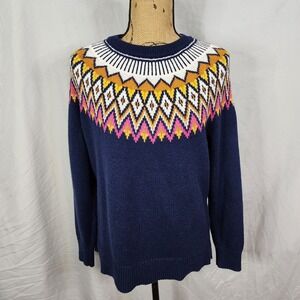 OLD‎ NAVY Size Medium Cotton Blend Crew Neck Pullover Winter Fair Isle Sweater